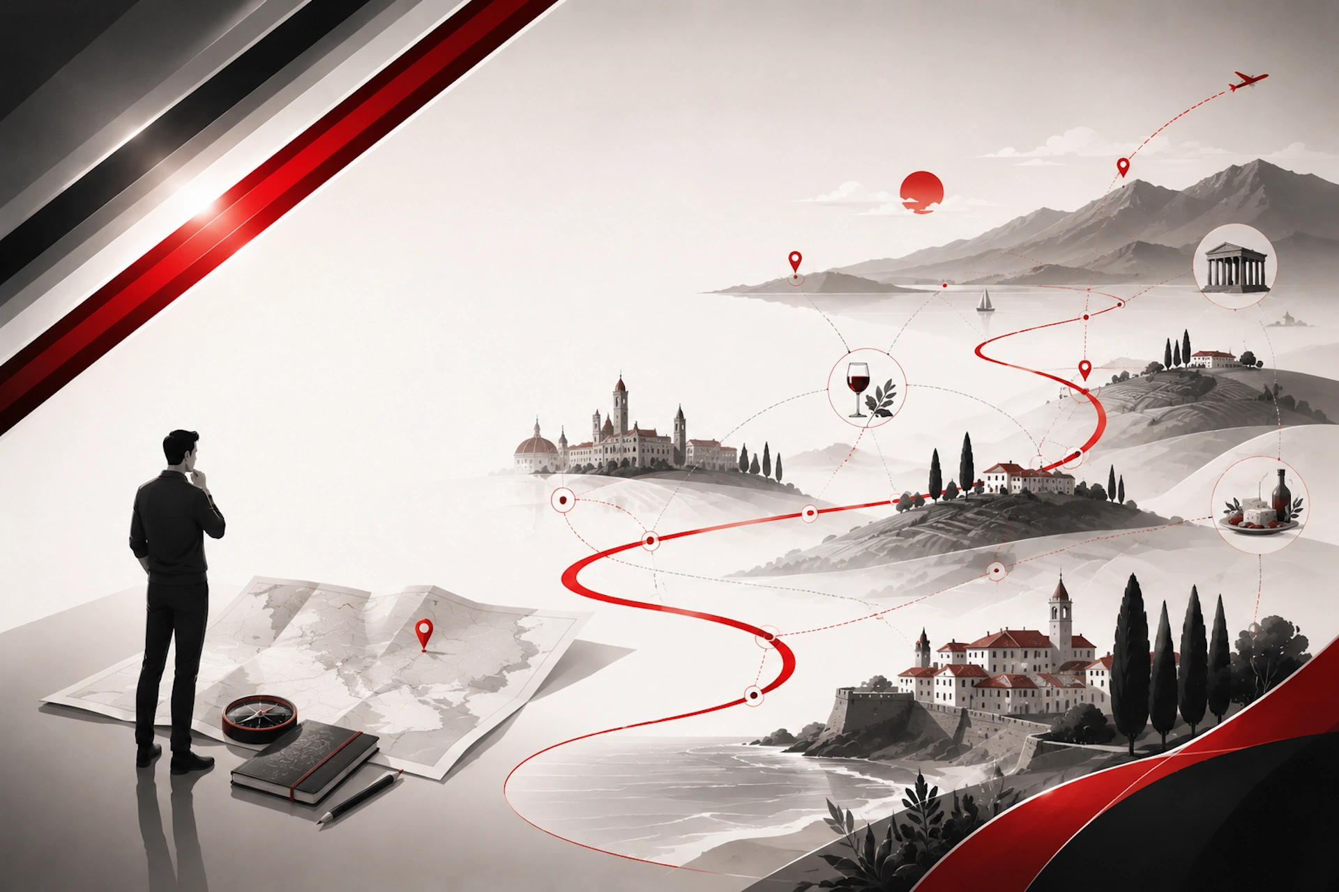 Hero FoodTripGo per richiesta viaggio su misura con percorso, mappa, territori, travel design ed esperienze autentiche